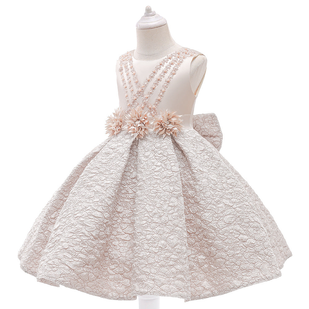 New Children's Dress Princess Dress Flower Back Bow Flower Boy Host Piano Dress