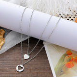 Heart necklace parent-child peach heart necklace (Set Of 2 Pcs)