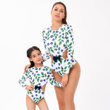 Long Sleeve Siamese cover belly thin parent-child swimwear for Mom and Me
