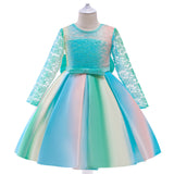 New Children's Dress Princess Dress With Colorful Pompous Skirt With Big Bow On The Back Flower Child Dress