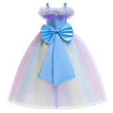 European And American Christmas Color Dream Gauze Princess Dress Girl Dress Dance Party Evening Dress