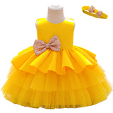 Girl's Dress Backless Mesh Pompous Skirt Big Bow Girl's Princess Dress Runway Dress