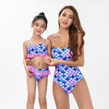 Swimsuit female parent-child mermaid scale printed bikini for Mom and Me