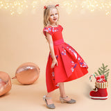Children's Girls' Suspender Printed Trailing Princess Dress Christmas Performance Dress