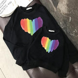 Rainbow color love fresh daily home parent-child sweater For Mom And Me