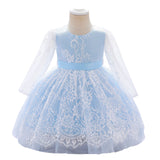 Girl's Birthday Long Sleeved Gauze Fluffy Gauze Lace Princess Dress