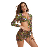 Printed sexy surfing clothes sun protection women's swimsuit