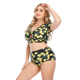 Women's printed plus size hollow-out swimsuit