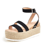 Women's plus size summer wedge high heel round toe peep toe sandals