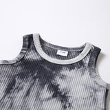 Printed rib parent-child dress round neck tie-dye dress