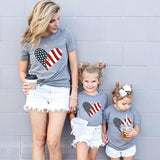 American Independence Day theme love stars and stripes printed parent-child short sleeve t-shirt