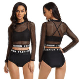 Mesh surfing suit women swimsuit sexy bikini Three-Piece Set