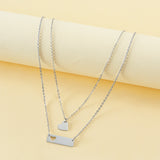 Rectangle hollow necklace mother-daughter parent-child card necklace (Set Of 2 Pcs)