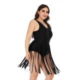 Black plus size women's one-piece swimsuit