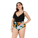 Plus size printed spaghetti straps one-piece swimsuit