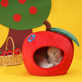 Apple cat's nest is warm and comfortable in winter. Fully enclosed soft nest cat house sleeps. General pet products for four seasons