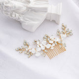 Bridal headpiece protein crystal women's gold plating spray paint flower hair comb accessories
