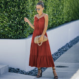 Women's Sexy Backless Ruffle Dress Long Skirt