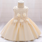 New European And American Children's Dress Baby Dress With Beaded Flowers