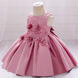 New European And American Children's Dress Baby Dress With Beaded Flowers
