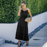 Women's Sexy Backless Ruffle Dress Long Skirt