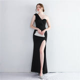 Women's Sexy One Shoulder Long Fishtail Skirt Slit Dress