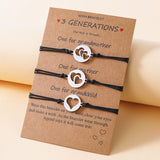 Three generations parent-child heart-shaped bracelet (Set Of 3 Pcs)