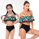 Parent-child new tassel printed bikini split high waist mother and daughter swimsuit for Mom and Me
