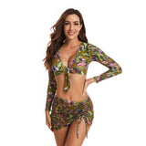 Printed sexy surfing clothes sun protection women's swimsuit