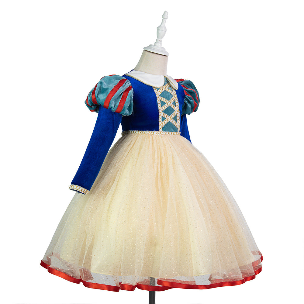 New Girls' Dress Frozen Princess Aisha Dress Long Sleeve Stage Children's Performance Dress