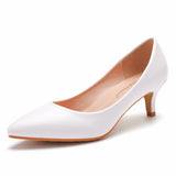 Low-cut pointed-toe shoes low heel professional white high heels commuter workplace women's shoes