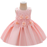 New European And American Children's Dress Baby Dress With Beaded Flowers