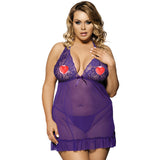 Plus size sexy pajamas lace show lace-up nightdress sexy lingerie