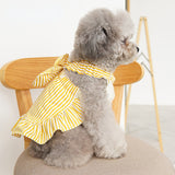 Pet bow skirt Summer Teddy dog dress Striped princess dress Pet dress thin Kitty skirt