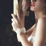 Short bow bridal wedding gloves