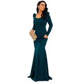 Women Sweetheart Neck Puff Sleeve Belted  Evening Dresses