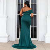 Plus Size Elegant Solid Strapless Plus Size Wedding Party Dress Split Women Gown Evening Dress