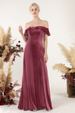 Sheath-Column Floor Length Velvet Bridesmaid Dress