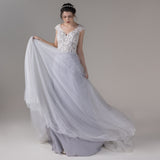 A-Line Court Train Lace Tulle Wedding Dress CW2808