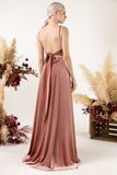 A-Line Sweep-Brush Train Velvet Bridesmaid Dress