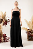 A-Line Sweep-Brush Train Velvet Bridesmaid Dress