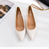 High heel stiletto heel pointed toe soft leather bridal shoes