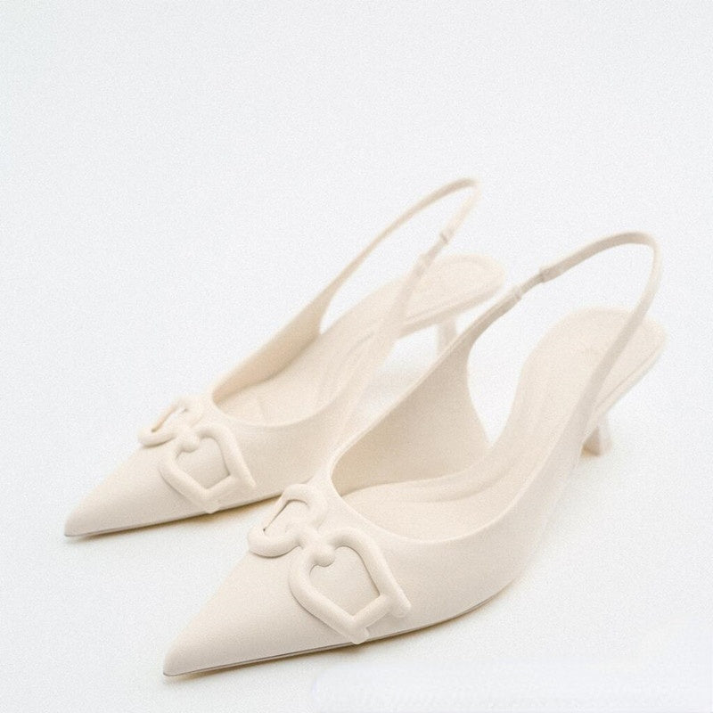 Women's white pointed toe stiletto toe box high heel sandals