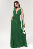 A-Line Floor Length Chiffon Bridesmaid Dress