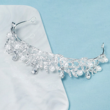 Hollow rhinestone pearl tiara