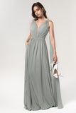 A-Line Floor Length Chiffon Bridesmaid Dress