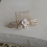 Zircon with diamond flower bridal hair comb pearl hair accessories