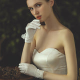 Bridal wedding flower satin gloves