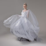 A-Line Chapel Train Lace Tulle Wedding Dress CW2815