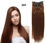 Straight hair wig Set hairpin hair extension (Set Of 7 Pcs)